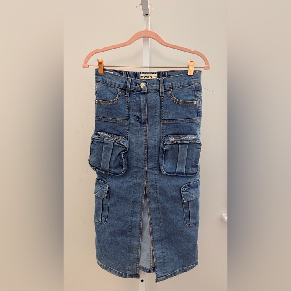 Vegen women Denim Midi Skirt with‎ Pockets brand new size 1